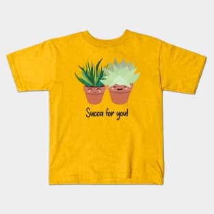 Kawaii Inspired Succulents, Succa for you! Funny Plant Pun! Zebra Succulent and Hen & Chick Succulent Kids T-Shirt